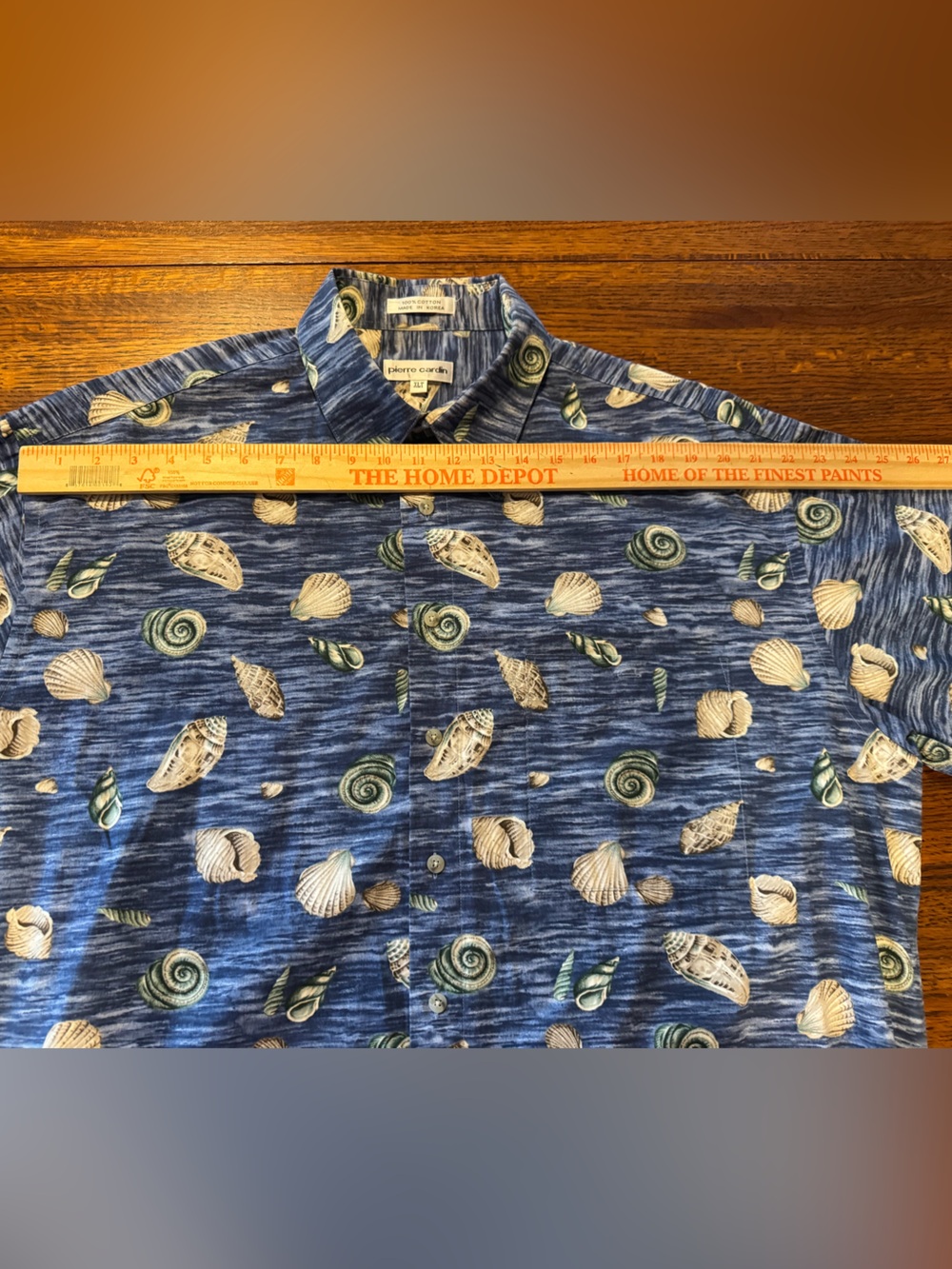 Pierre Cardin VTG XLT Blue Seashell Button Down Men's Shirt 100% Cotton - Picture 7 of 9